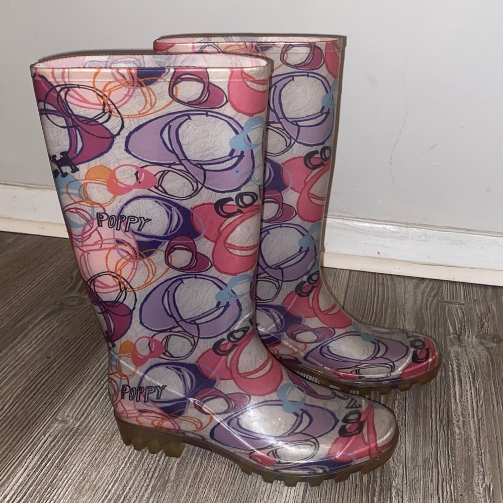 Authentic Coach Poppy Rubber Rain Boots Size 7